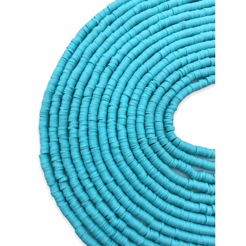 4mm Mavi Polimer Kil Fimo Boncuk Dizisi 40cm Hamur Boncuk Fimo Dizi