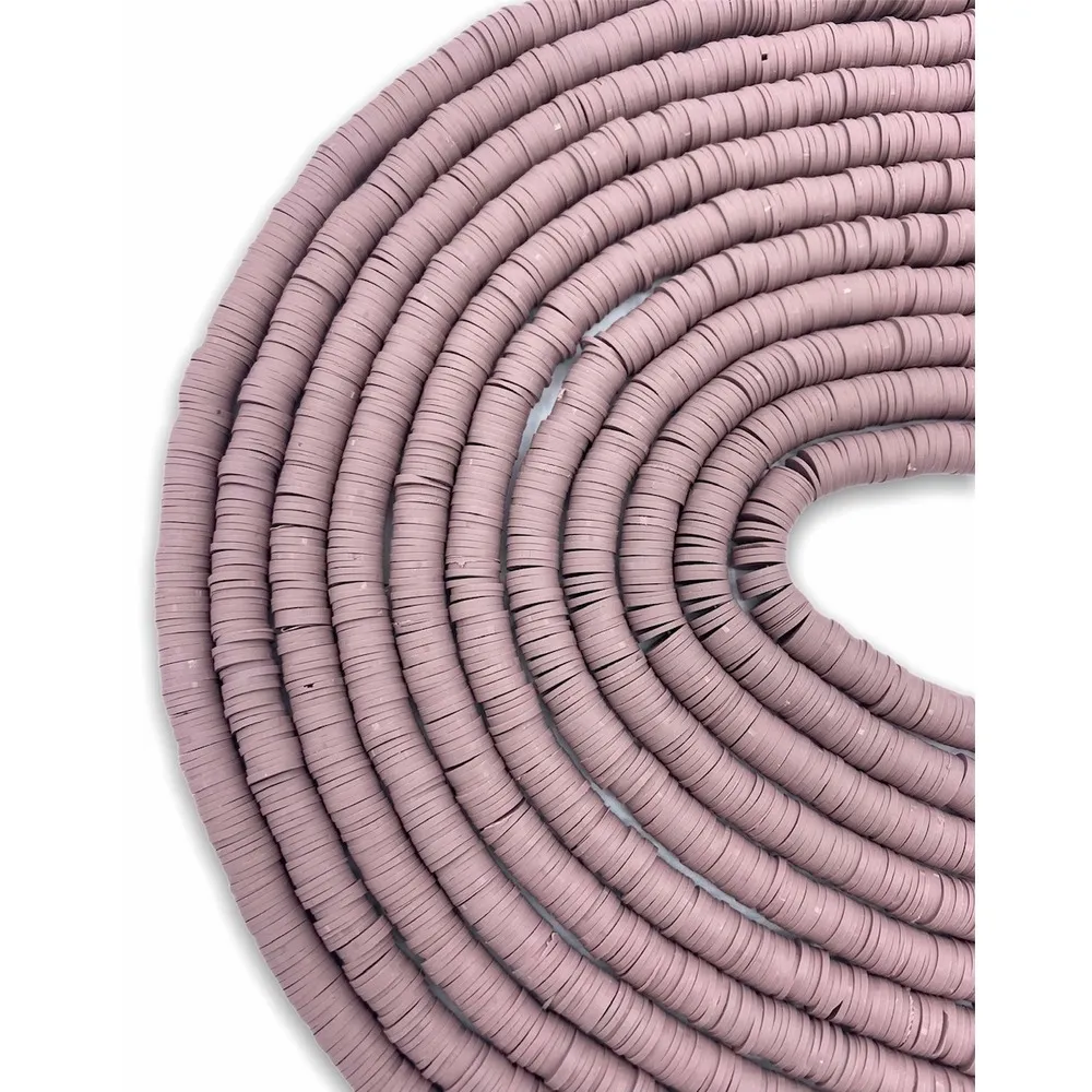 8mm Açık Mürdüm Renk Polimer Kil Fimo Boncuk Dizisi 40cm Hamur Boncuk Fimo Dizi