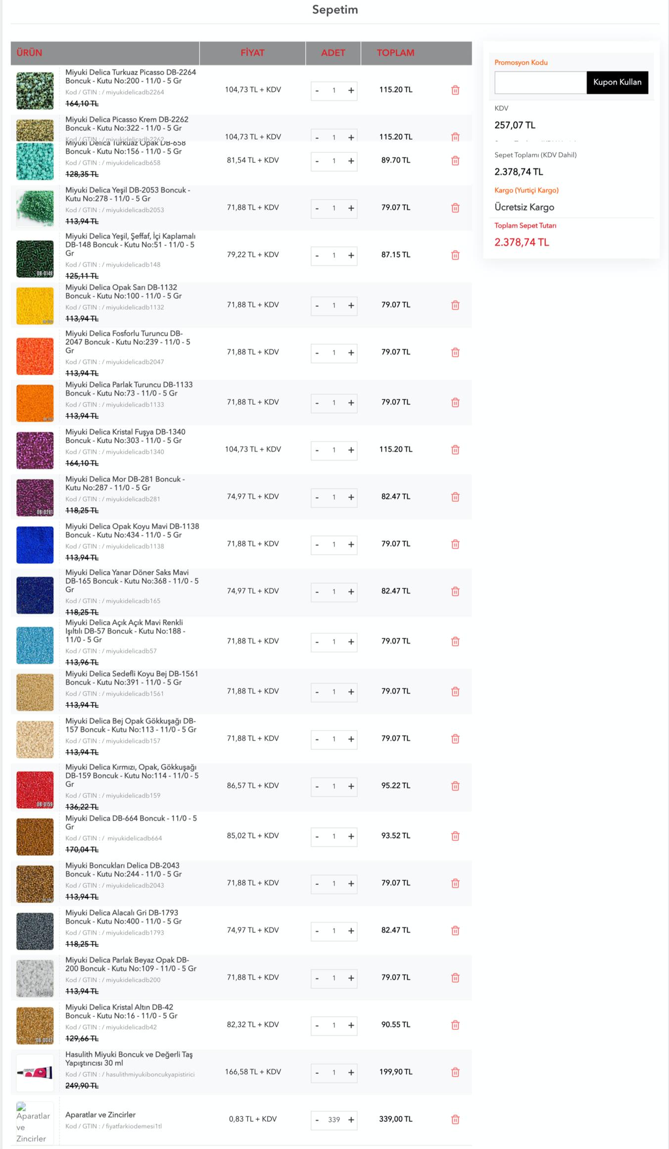 Miyuki Delica Kurs Özel Set 2