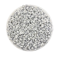 4x7mm Beyaz Üzeri Siyah Yassı Rakam Boncuk 50 Gr