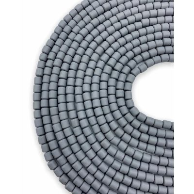 Gri Polimer Kil Lino Hamur Boncuk Dizisi 6x6mm Silindir 40cm Dizi Lino