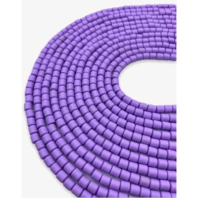 Lila Polimer Kil Lino Hamur Boncuk Dizisi 6x6mm Silindir 40cm Dizi Lino