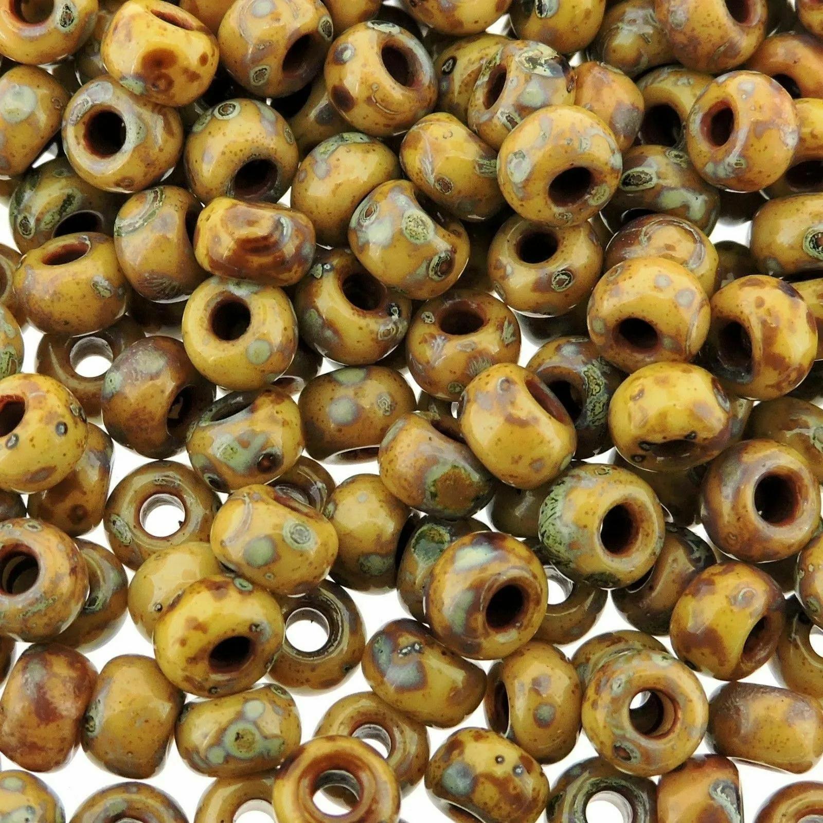 Perlin Rocailles - Perline di vetro indiane, 4 mm, 6/0, rotonde, 1100 pezzi (argento anticato