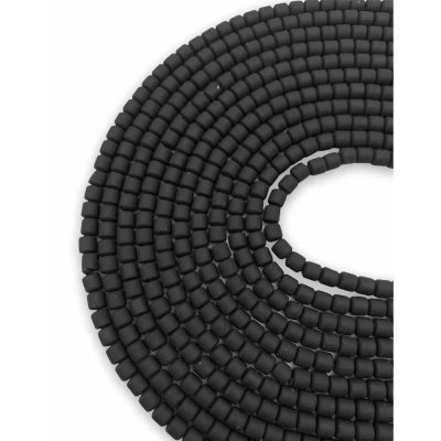 Siyah Polimer Kil Lino Hamur Boncuk Dizisi 6x6mm Silindir 40cm Dizi Lino